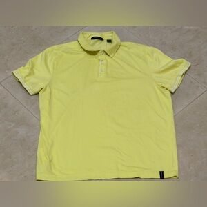 Perry Ellis Men's Yellow Polo Shirt with Subtle Stripe Trim Large but Run medium